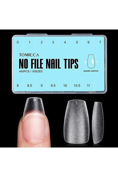 TOMICCA Τύποι νυχιών 450 Τεμάχια - Μαλακά με πλήρη κάλυψη, Κοντά χωρίς λίμα, ...
