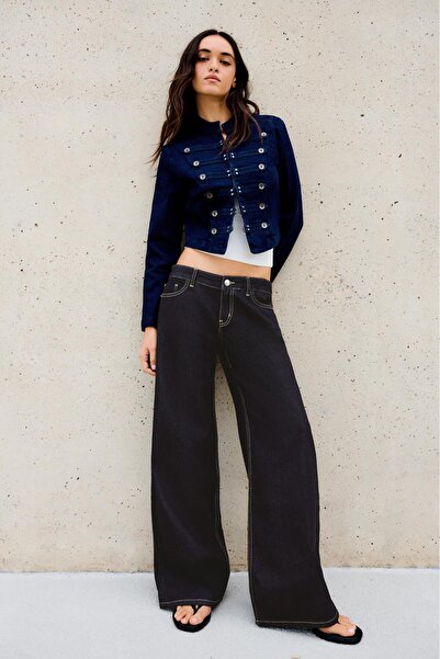 Wide leg low waist jean