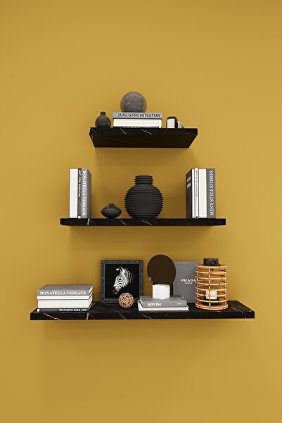 asratrend Modern 3'lü Uçan Raf Çok Amaçlı Duvar Rafı Organizer %100 MDF Kitap...