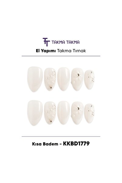 Takma Takma 10'lu Beyaz Kısa Badem KKBD1779 Tekrar Kullanılabilir El Yapımı P...
