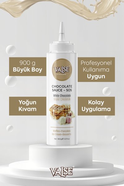 Valse Real White Chocolate Sauce (Gluten-Free) 900 Gr Waffle & Pancake & Fruit & Cake & Dessert & Ice Cream