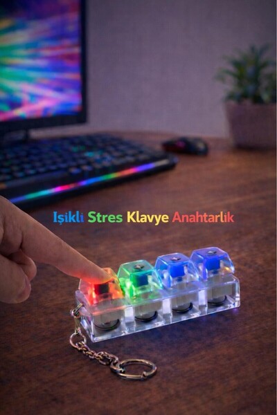 GÜZELYÜZ AVM Işıklı Klavye Anahtarlık Karışık Renk Işıklı Klavye Click Sesli ...