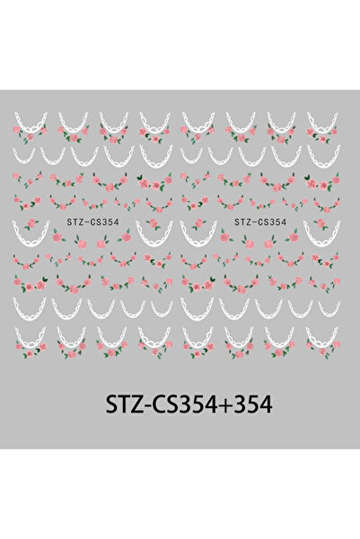 Choice 2 pcs STZ-CS354 2 pcs 3D Sweet Rose Lace French Line Nail Stickers Rom...