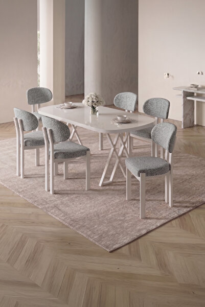Rovena Opss Bohem 90x168 sabit Yemek Masası Mutfak Masası Takımı 6'lı roo san...