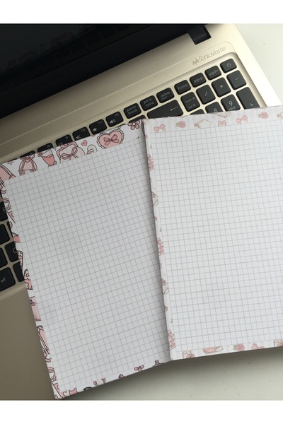 LaCerdaDizayn A5 2'li Notepad Seti, Memopad, Not Defteri, Kareli