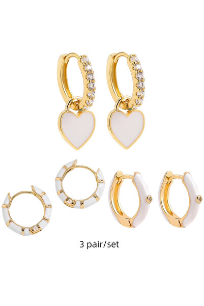 Choice3 217703 3pair/set Colorful Hoop Earrings for Women Cute Heart Star Rai...