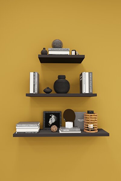 asratrend Modern 3'lü Uçan Raf Çok Amaçlı Duvar Rafı Organizer %100 MDF Kitap...