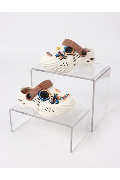 MiniKids Αφρώδεις παντόφλες αστροναύτης λευκό-καφέ