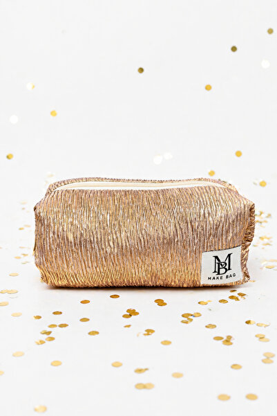 MAKE BAG GOLD PARLAK MAKYAJ ÇANTASI