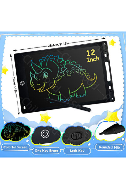 Choice7 لوح كتابة إلكتروني LCD أسود مقاس 12 بوصة، لوحة رسم إلكترونية، دفتر رس...