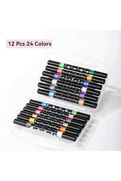 Choice5 12 Pcs(24 Colors) 24/48/72/96 Colors Dual Brush Tip Glitter Art Marke...