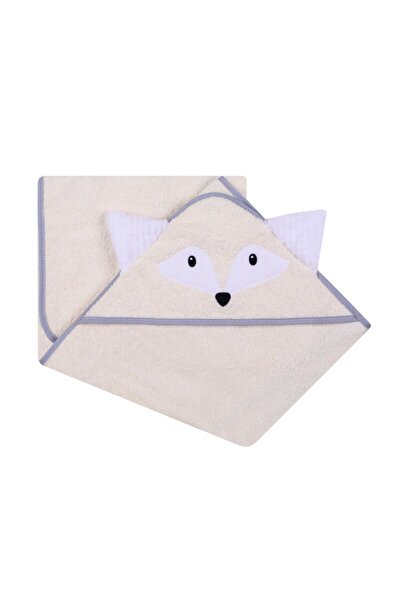 DuetBaby Prosop de baie cu gluga cu urechi din bumbac 80x80 cm Ecru Fox
