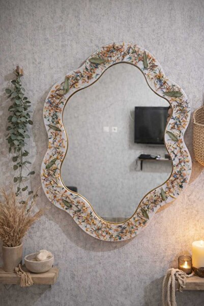 rustikhomedecor El Yapımı Epoksi Tasarım Ayna – Gerçek Çiçek & Yapraklı Özel ...