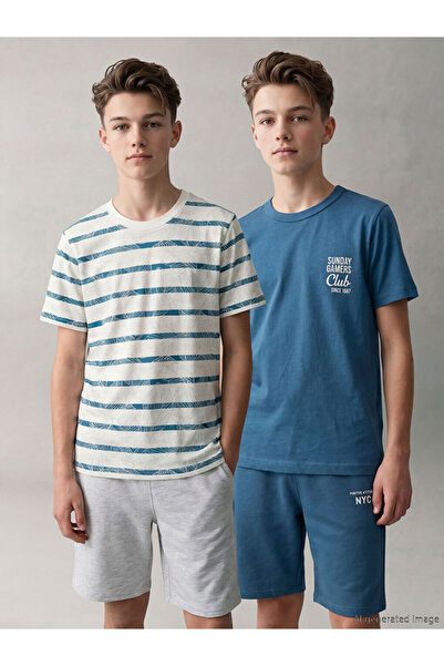 LC Waikiki Esvab • Modern & Distinctive Zero Roba Collar Boys' T-Shirt 2-Pack