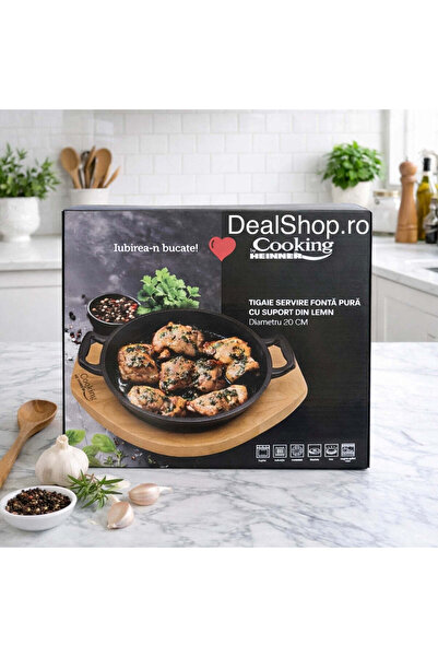 Cooking by Heinner Καθαρό Μαντεμένιο Τηγάνι Σερβιρίσματος με Ξύλινη Λαβή 20 εκ.