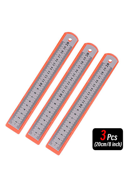 Choice11 3pcs 20cm 10P 15-30cm Stainless Steel Metal Straight Ruler Precision...