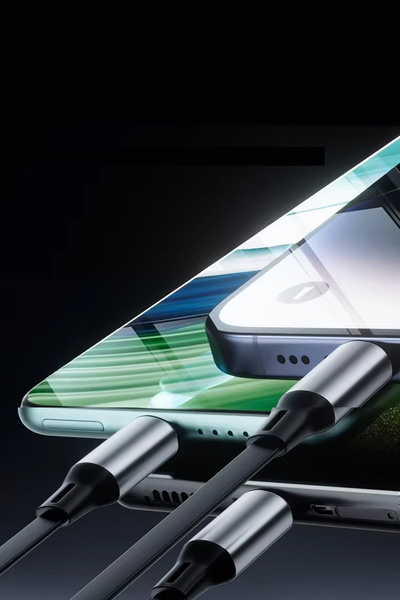 Mobilite 100W PD 3in2 Makaralı Şarj Kablosu Hızlı Şarj ve Data Kablosu USB Type-C Lightning