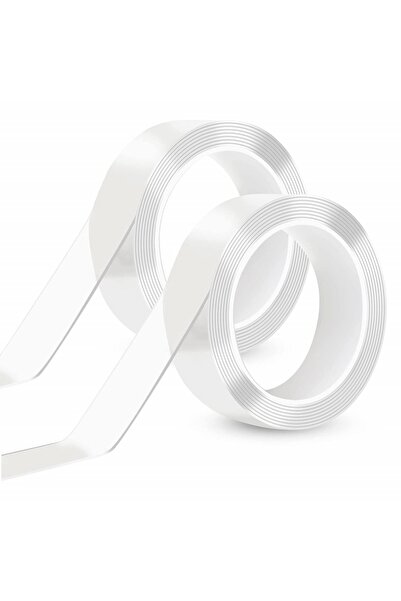 Bukamkom Set de 2 role de bandă adezivă dublă, PET, transparentă, 10 m
