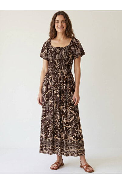 Victor and Jane Printed Midi Dress with Square Neck