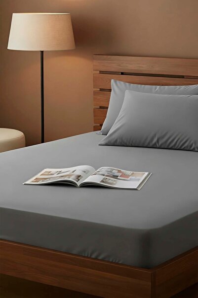 Rivaİstanbul Γκρι Βαμβακερό Σεντόνι Διπλό Ελαστικό 160x200