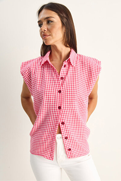 Bianco Lucci Γυναικείο 100% βαμβακερό καλοκαιρινό πουκάμισο με σχέδιο ποτικάρ...