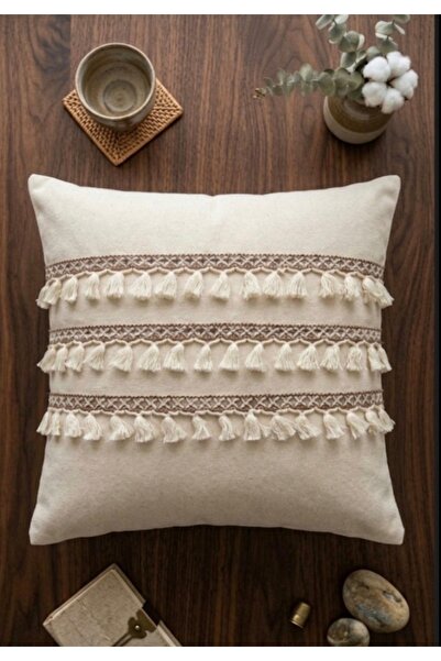 oiphome Διακοσμητικό κάλυμμα μαξιλαριού από μποέμ αμερικάνικο λινό 43x43