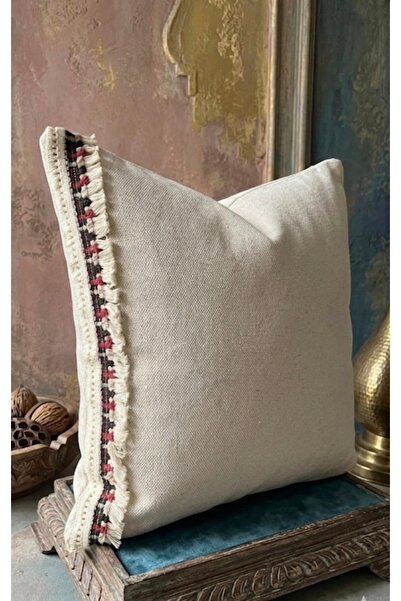 oiphome Κάλυμμα μαξιλαριού από βαμβακερό φυσικό ύφασμα Bohemian λινό 43x43