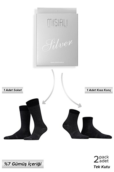 Mısırlı Egyptian Unisex 7% Silver Mineral-Infused Socks and Short Socks Black