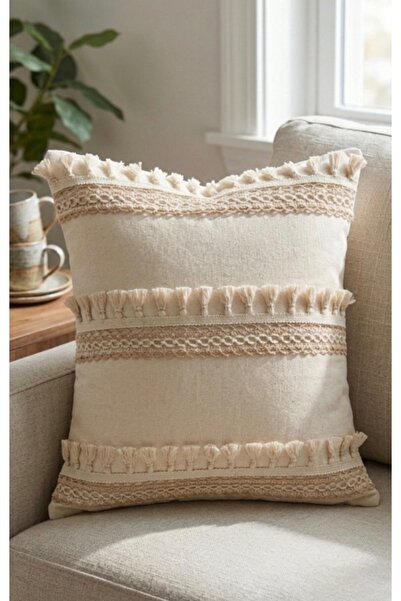 oiphome Διακοσμητικό κάλυμμα μαξιλαριού από μποέμ αμερικάνικο λινό 43x43