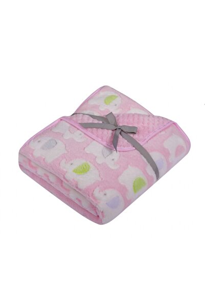 DuetBaby Paturica pufoasa cu doua fete 90x80 cm Pink Elefants