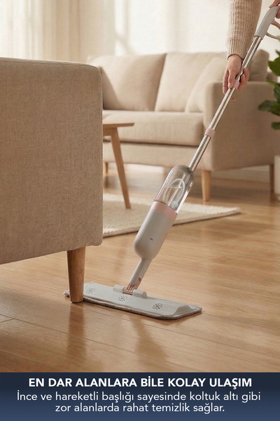 Lavine Sprey Mop Temizlik Seti %100 Mikrofiber Bez - Yukarı Yönlü Püskürtme Sistemi