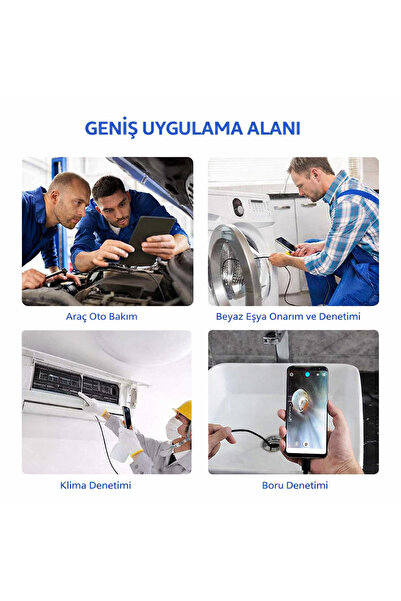 electroawm 5 Metre Endoskop Kamera Su Geçirmez LED Işıklı Boroskop Yılan Kamera Android Uyumlu Micro+USB+Type-C