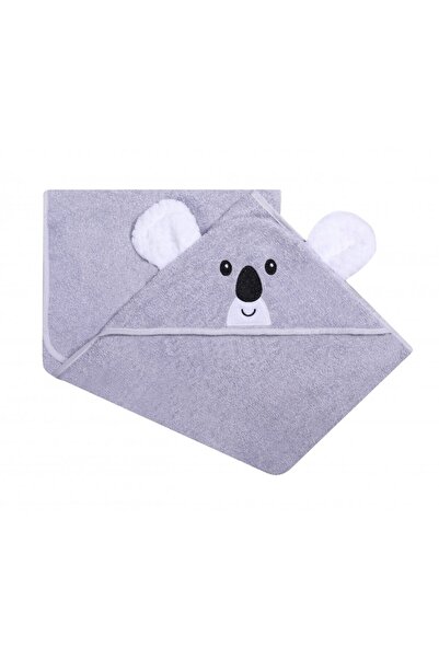 DuetBaby Hooded bath towel with ears made of Cotton 80x80 cm Grey Koala