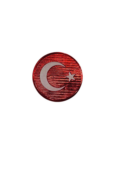 ModaCanel Türk Bayrağı 3D Arması Yuvarlak Bayrak Arma Bayrak Patch (Yuvarlak, 7*7, Arkası Cırtlı)