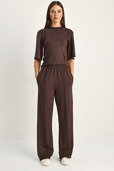 Bianco Lucci Γυναικείο Σετ Μπλουζάκι με Μαλακή Υφή με Ραβδώσεις και Μισό Μανί...