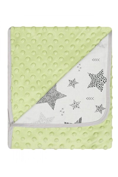 DuetBaby Paturica cu doua fete Minky si bumbac 80x90 cm Green Stars
