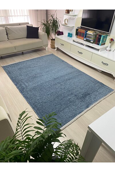 HALISHOP DOKU 2 MAVİ Kaymaz Dokuma Taban Salon Mutfak Koridor Halısı