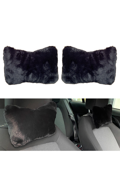 OSKA GLOBAL Soft Plush Orthopedic Car Travel Neck Pillow 2 Pack Black