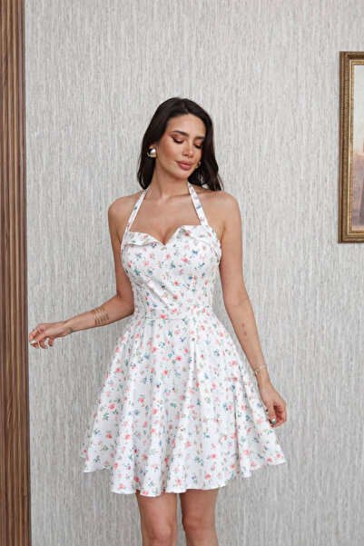 blue dress for baby girl 3D Floral Ruffle Corset Mini Dress – Micas main image 0