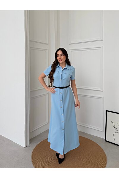 Füme Φόρεμα με κουμπιά και ζώνη σε σχήμα αλτήρα