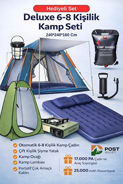 post alley Deluxe 6-8 Kişilik Full Kamp Seti – Her Şey Dahil Konfor
