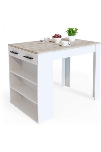 Tdesigno Infınıty Mutfak Adası Mutfak Masası Beyaz-120 cm