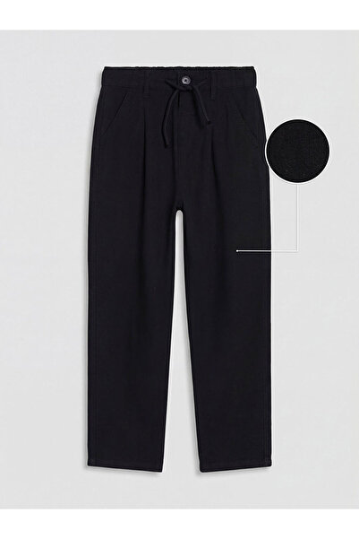 LC Waikiki Black Loose Fit Boys' Linen Blend Trousers by Güli̇s Gi̇yi̇m