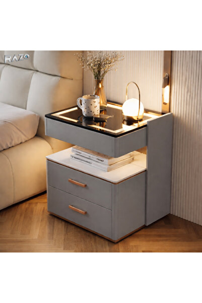 Razo Έξυπνο κομοδίνο με ασύρματη φόρτιση, ρυθμιζόμενο φωτισμό LED, ηχείο Blue...