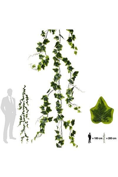 Roberto Rossi Ghirlanda artificiala iedera H200cm cu frunze verde cu galben p...