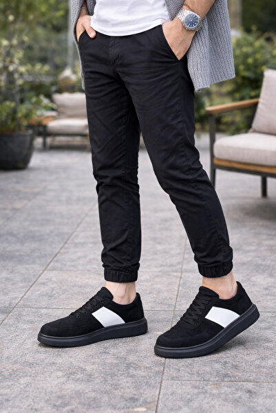 Zerenyus Zrj011 Casual Lace-Up Suede Men's Sneaker - Black/White
