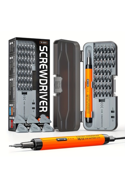 Tastech TK-S001 Mini Şarjlı Tornavida Seti 600MAH Type-C, 28 Parça Manyetik H...