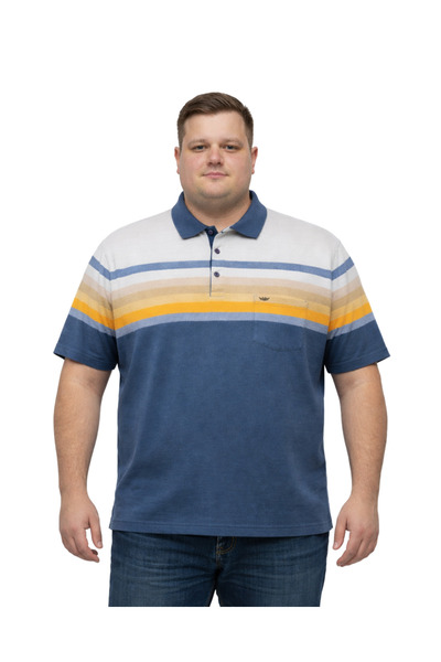 BattalModa Erkek Büyük Beden Melanj Havacı Polo Yaka Kısa Kollu Gradient Tişö...