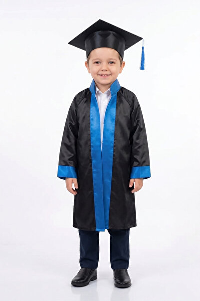 FATELLA Παιδικό Σετ Κοστούμι και Καπέλο Αποφοίτησης Νηπιαγωγείου, Μαύρο με Μπ...