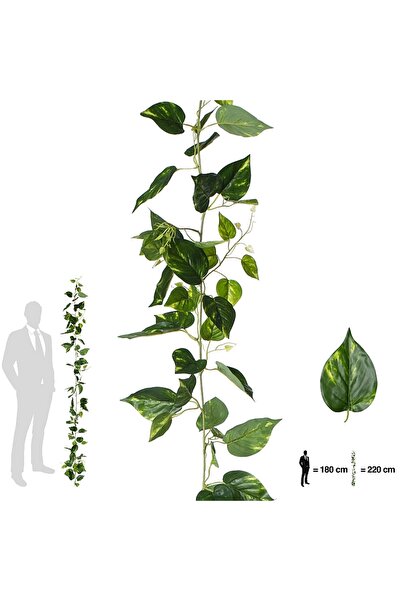 Roberto Rossi Ghirlanda Scindapsus artificial 220 cm verde-galben cu protecti...